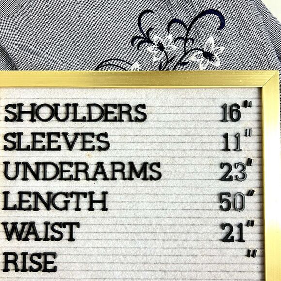 MISS DORBY Vintage Dress Waistcoat Embroidered Back Tie Navy White Check Sz 18 - Picture 10 of 10